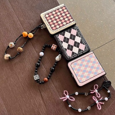 网红皮纹菱格适用华为Pura X折叠屏手机壳pocket2硬壳小米mixflip三星zflip6手链OPPOFindN3Flip荣耀vivo女款