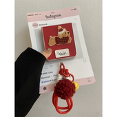 新年刺绣狗狗波点适用华为pocket2折叠屏手机壳小米mixflip硬壳三星zflip6毛球手绳OPPO Find N3Flip荣耀vivo