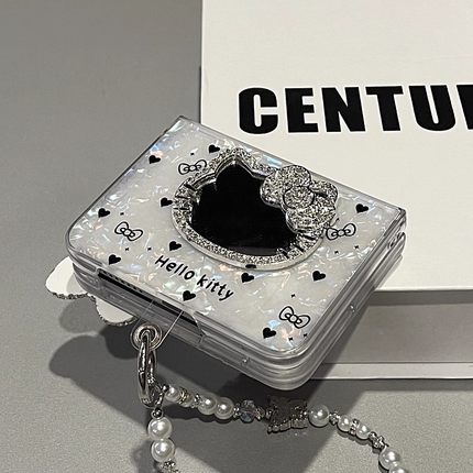 日韩闪钻蝴蝶结镜子适用华为Pura X折叠屏手机壳pocket2全包小米mixflip2三星zflip7OPPO FindN3Flip荣耀vivo