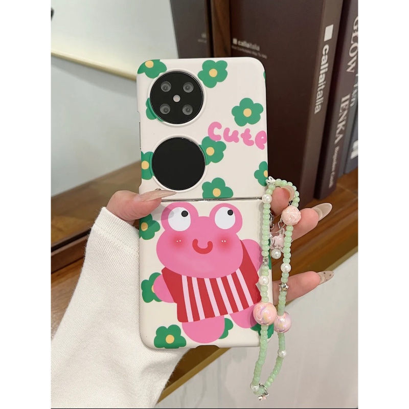 趣味搞怪青蛙适用华为Pura X折叠屏手机壳pocket2硬壳小米mixflip三星zflip6手链OPPOFindN3Flip荣耀vivo女款