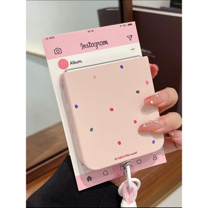 简约肤感彩点适用华为Pura X折叠屏手机壳pocket小米mixflip三星zflip6手绳OPPOFind N3Flip硬壳荣耀vivo女款