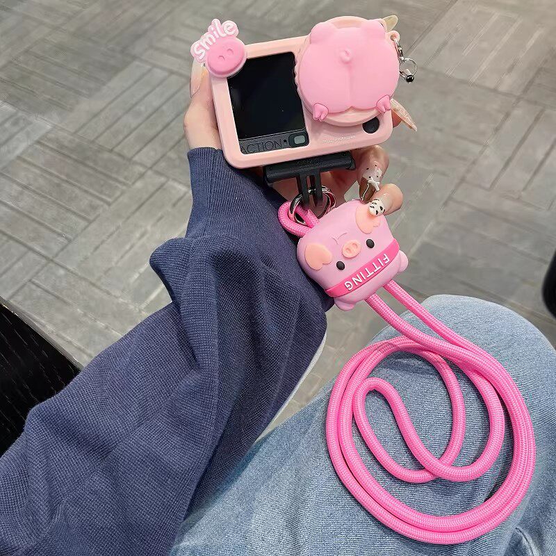 可爱粉色小猪适用大疆action6/5pro/4/3运动相机保护套配件挂脖绳图片