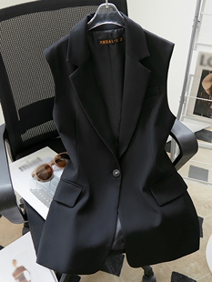 黑色西装马甲女外套外搭女款背心新款收腰修身春秋外穿西服小马夹