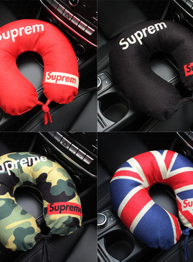 潮牌个性U型枕护颈脖子棉麻u形头枕旅行午睡飞机汽车用男女supre