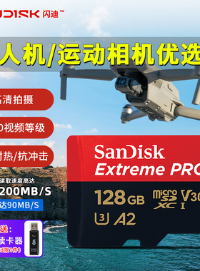 闪迪256g内存卡高速sd卡大疆无人机gopro运动相机pocket3存储tf卡