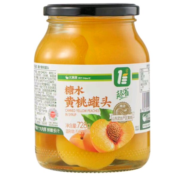 大润发长沙代购什锦水果罐头728g糖水黄桃罐头728g