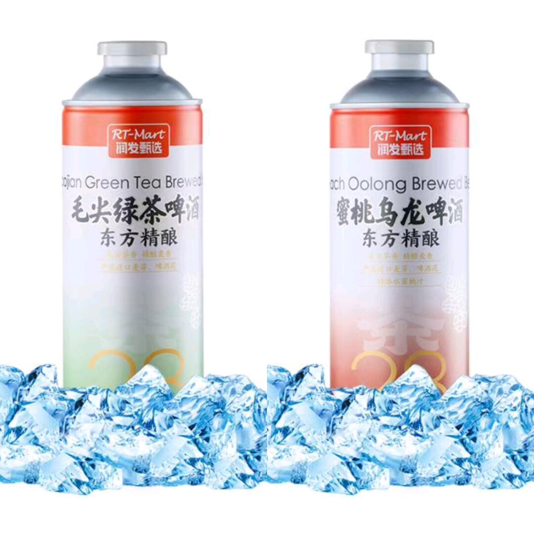 大润发长沙代购RT-Mart蜜桃乌龙啤酒1L 毛尖绿茶啤酒1L