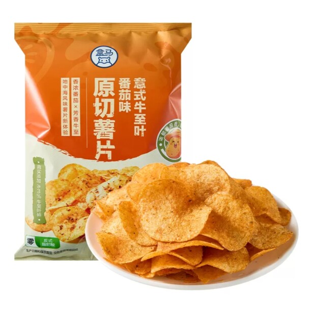 盒马代购原切薯片意式牛至叶番茄味150g