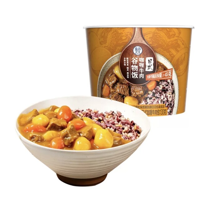 盒马代购日式咖喱牛肉谷物饭310g泰式打抛猪软骨自热谷物饭285g