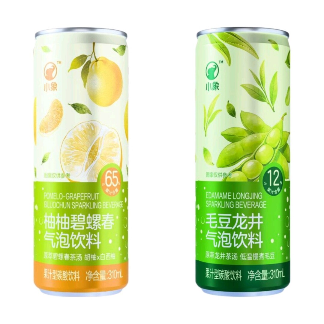小象超市代购小象毛豆龙井气泡饮料 柚柚碧螺春气泡饮料310ml