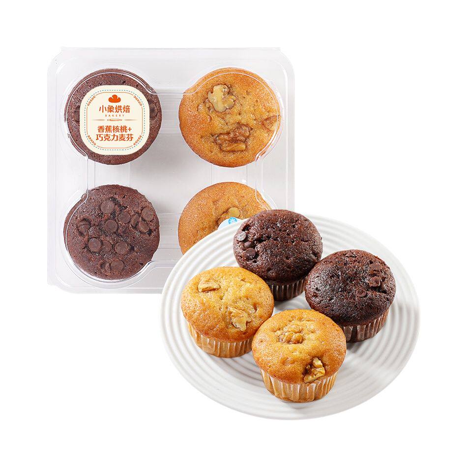 小象超市长沙代购小象烘焙迷你香蕉核桃+巧克力双拼麦芬蛋糕100g