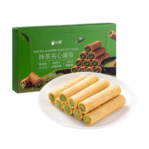 小象超市长沙代购小象抹茶夹心蛋卷120g（8枚）