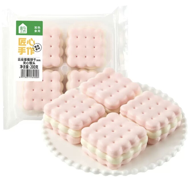 盒马工坊 云朵草莓饼干夹心馒头 200g