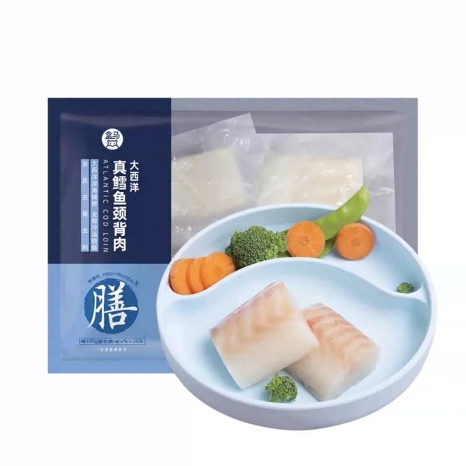 盒马MSC认证儿童装大西洋真鳕鱼颈肉智利三文鱼块350g