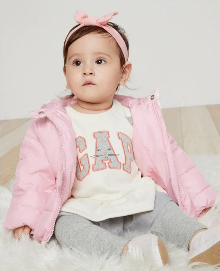 GAP正品现货 女婴幼儿 碎花 加厚 连帽 棉衣 棉袄 棉服外套382853