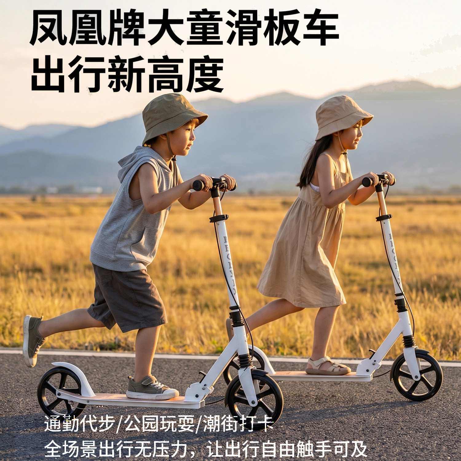 凤凰儿童滑板车大童青少年成人6-12岁踏板车可折叠学生代步滑行车