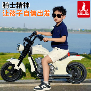 凤凰儿童电动摩托车宝宝两轮车男女小孩复古哈雷玩具车可坐大人