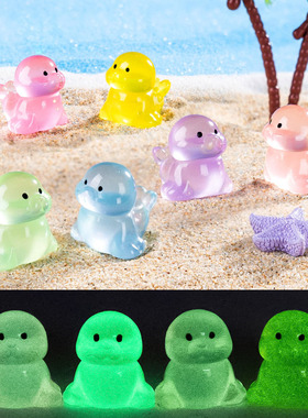 微景观简约现代创意可爱夜光海狮动物 DIY装饰品迷你树脂小摆件