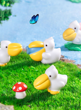 微景观创意可爱鹈鹕动物公仔 园艺造景DIY装饰配件迷你桌面小摆件