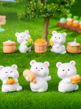 微景观树脂工艺品可爱动物丰收小熊公仔苔藓菜园艺DIY装饰品摆件