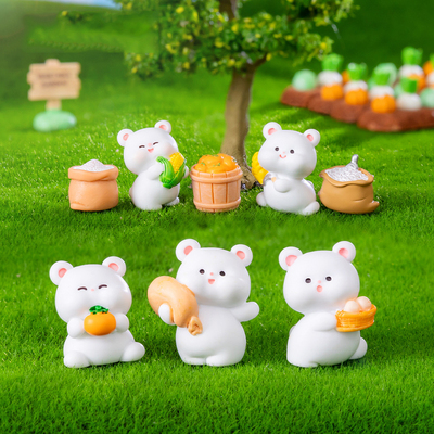 微景观树脂工艺品可爱动物丰收小熊公仔苔藓菜园艺DIY装饰品摆件