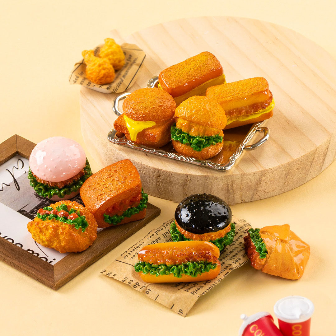 微景观树脂工艺品创意仿真食玩汉堡塔克烧饼DIY装饰品迷你小摆件