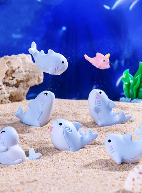 微景观简约树脂工艺品创意鲨鱼鲸洋动物水族鱼缸造景 DIY饰品摆件