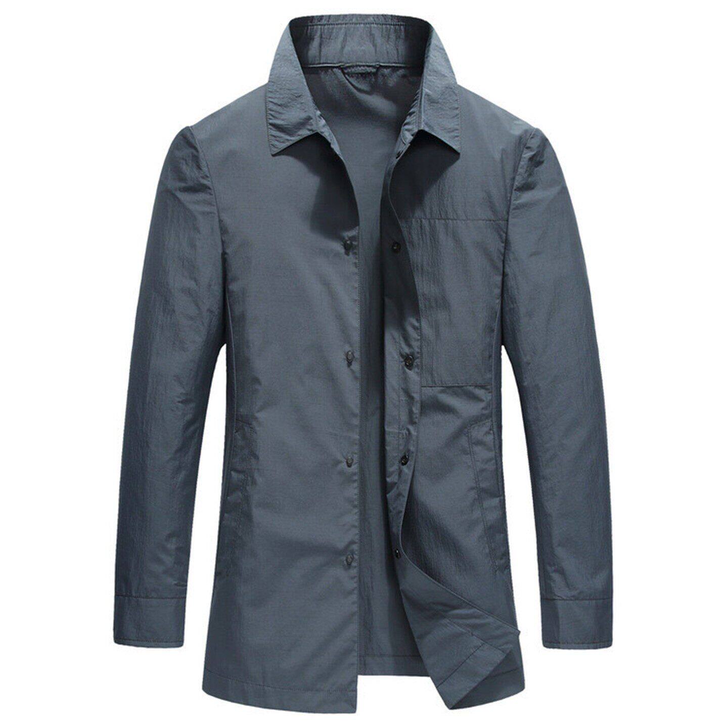 美丽霞精选好物春季新款衬衫式薄款夹克男外套翻领休闲防晒服茄克