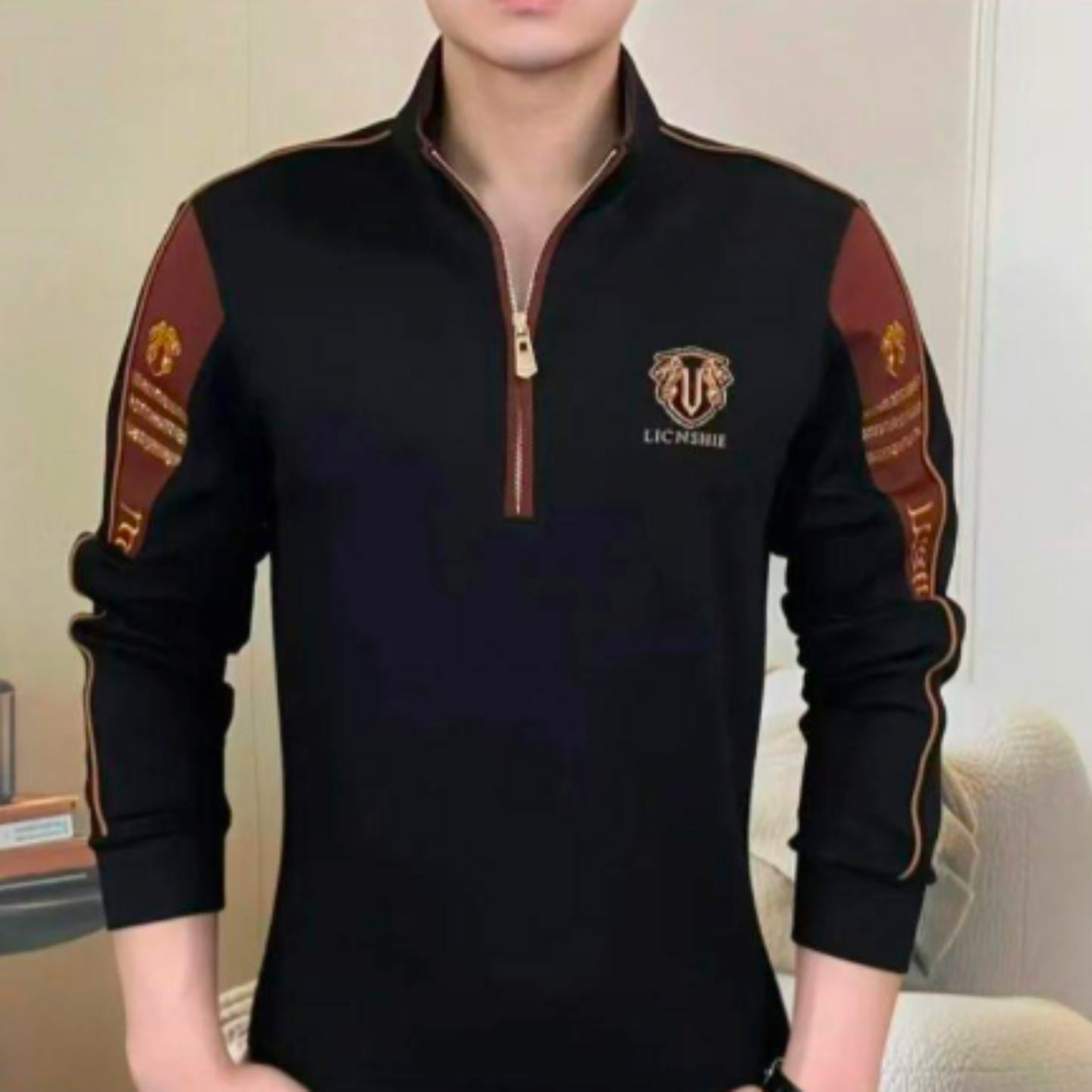 振炳瑞池男装男士立领卫衣秋
