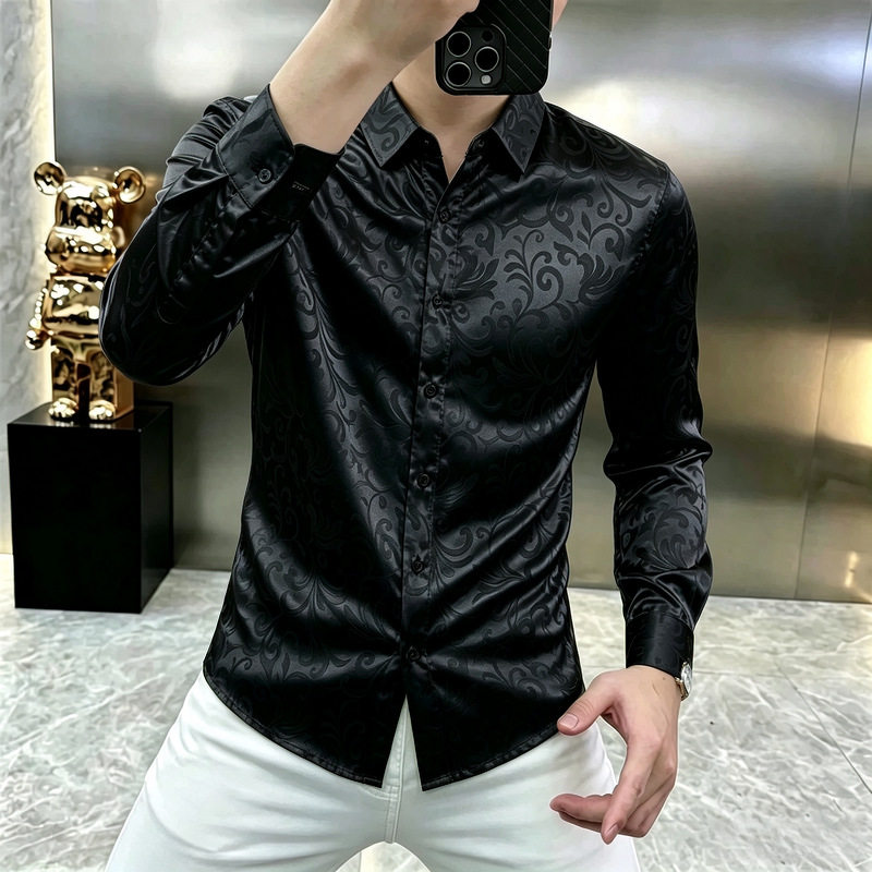 维干男装翻领长袖衬衫男