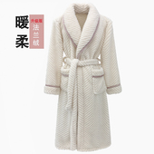睡袍女高级感法兰绒男浴袍冬季 睡裙加厚加绒珊瑚绒睡衣女2026新款