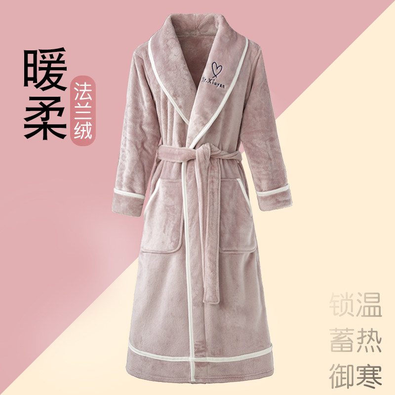 睡袍女士秋冬款冬季加长款法兰绒加厚加绒珊瑚绒冬天2026新款睡衣