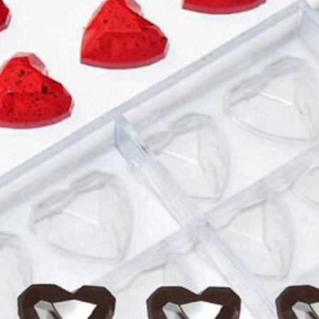 爱心模具大板21连钻石愛心巧克力模PC材质情人节心型长形方块连坂