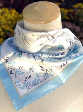 VIESCA暑假旅游杭州地图丝巾 西湖十景插画涤丝方巾 同学礼物