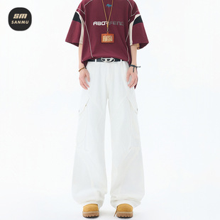 牛仔裤 男街头宽松垂感直筒长裤 ∣复古国潮oversize阔脚裤 叁牧男装