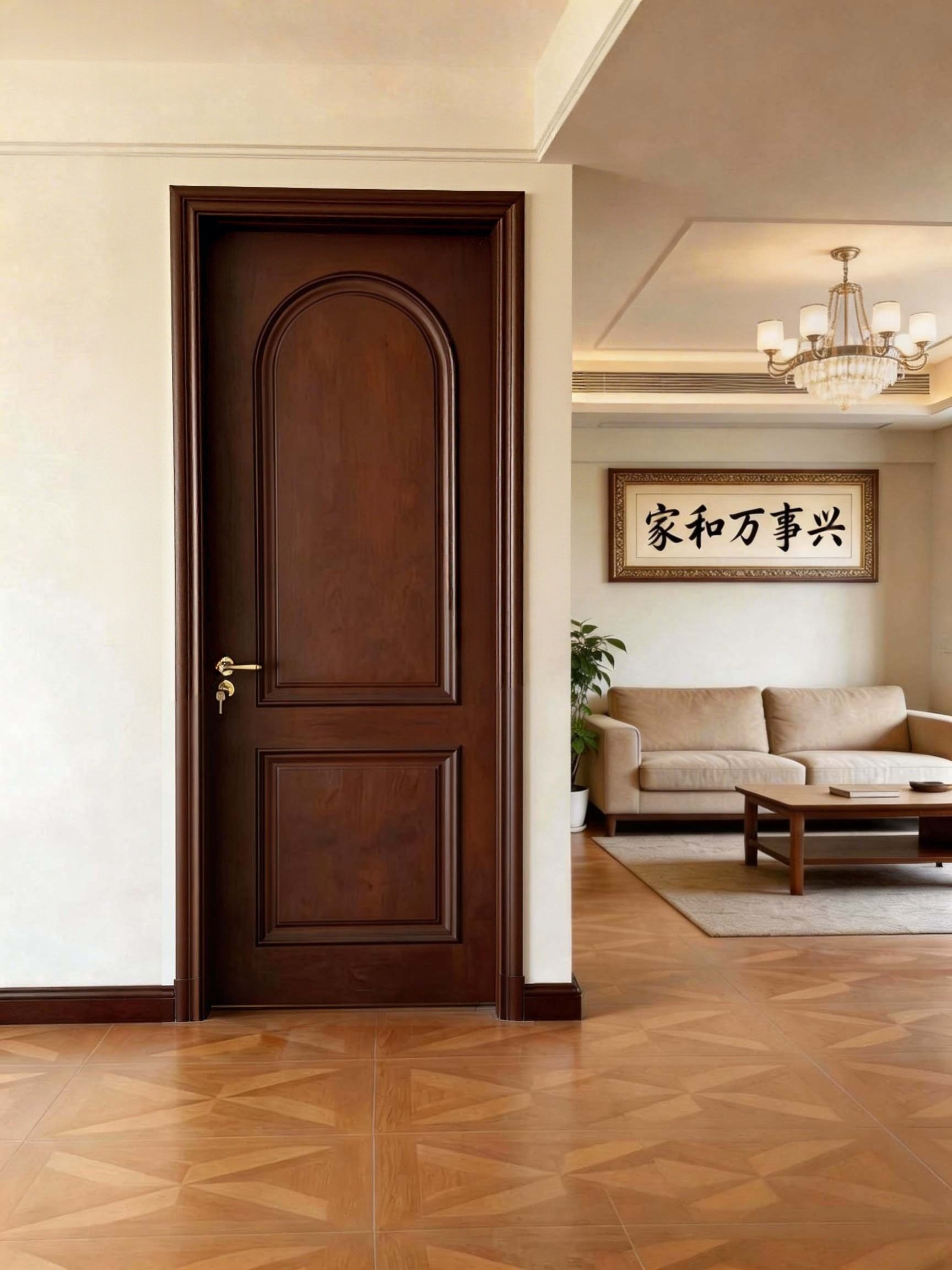 胡桃木半透烤漆门实木门卧室门房间门原木门全国量尺送货落地安装