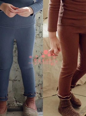 女童打底裤韩国童装FLO2020冬季宝宝淑女百搭木耳边修身裤弹力裤