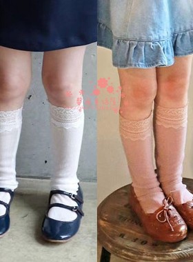 女童韩国进口童装FLO2020春女宝宝百搭淑女蕾丝花边小公主中筒袜