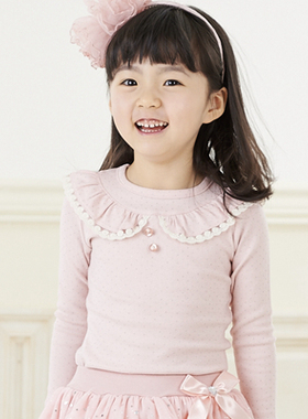 现货折扣 韩国进口童装IeLAND正品女童圆点可爱女童长袖T恤打底衫