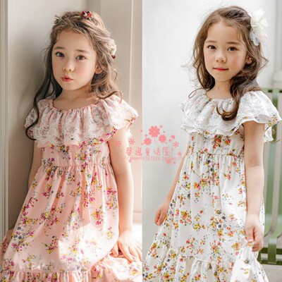 女童连衣裙韩国童装娃娃领雪纺