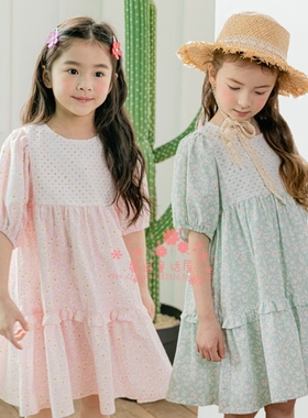 女童夏季连衣裙韩国童装PinkBerry2022小雏菊田园风泡泡袖公主裙