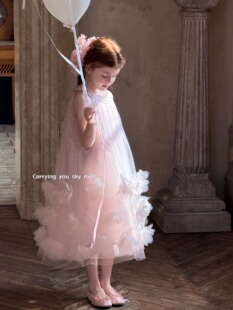 天空之城女童连衣裙2026春夏款儿童女孩公主裙生日礼服裙粉色纱裙