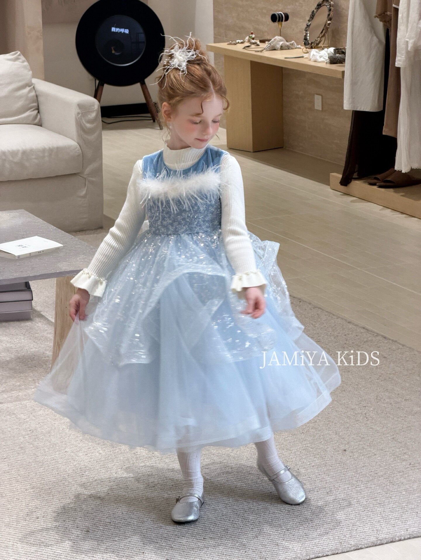 Jamiya女童连衣裙2026秋冬新款冰雪奇缘儿童洋气公主裙礼服裙