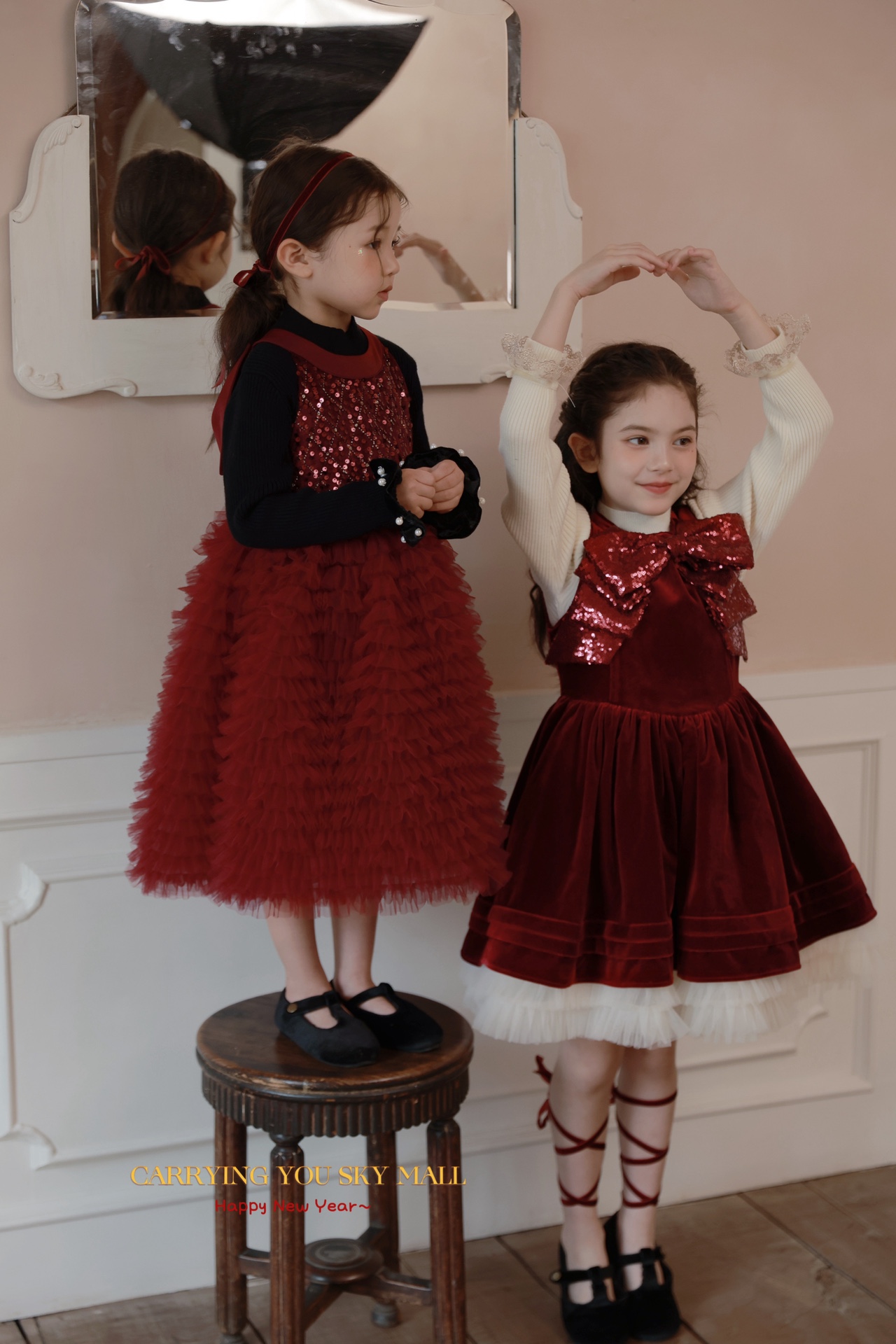 天空之城女童连衣裙25秋冬儿童洋气小女孩生日礼服裙网纱背心裙