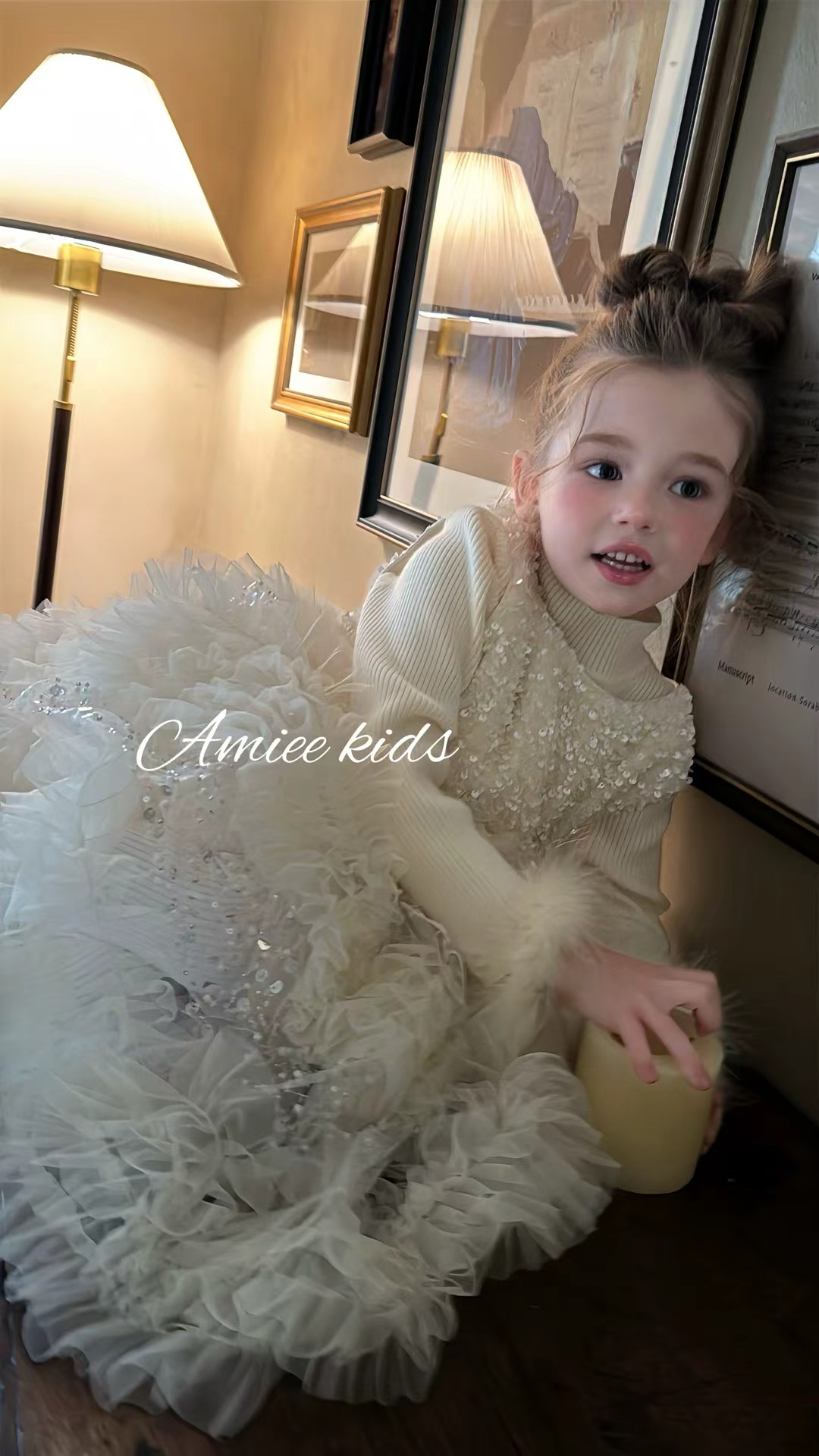 艾米女童礼服2025秋冬儿童小女孩公主裙生日连衣裙演出服背心裙