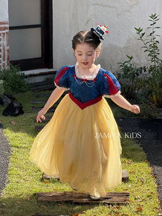Jamiya女童连衣裙2026春夏新款儿童女孩白雪公主裙生日主题礼服裙