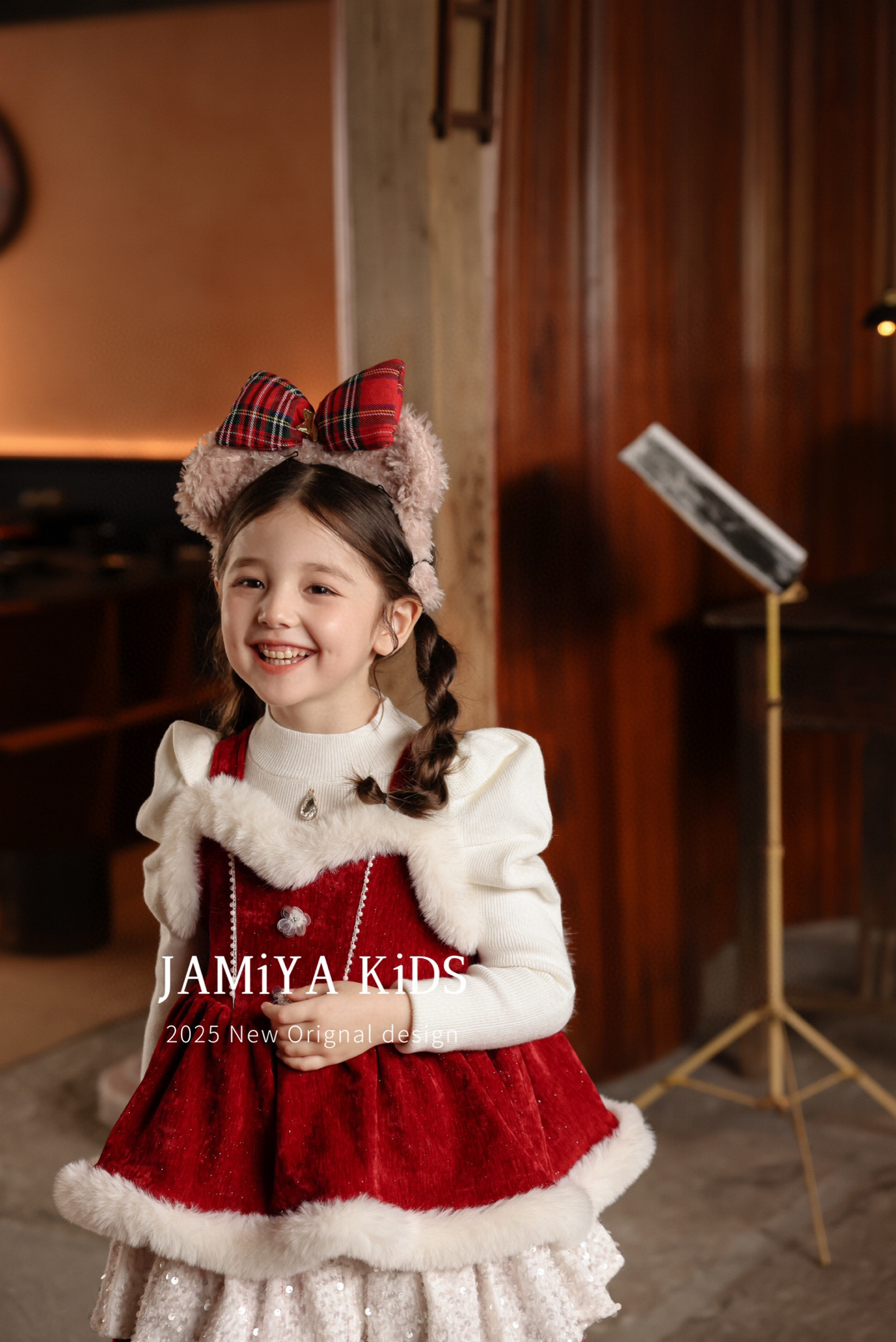 Jamiya女童连衣裙25秋冬新儿童女孩儿童公主裙可爱兔耳朵背心裙
