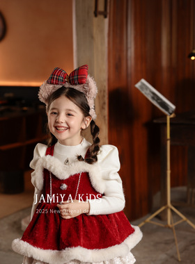 Jamiya女童连衣裙25秋冬新儿童女孩儿童公主裙可爱兔耳朵背心裙