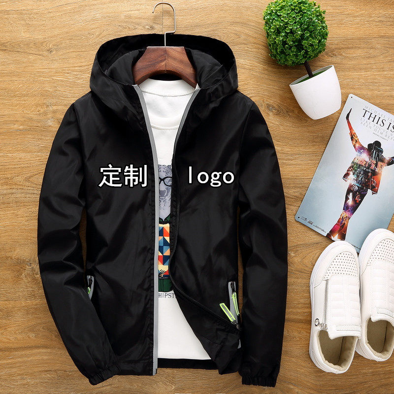 2023春秋男反光外套韩版情侣女薄款大码学生班服夹克定制印logo