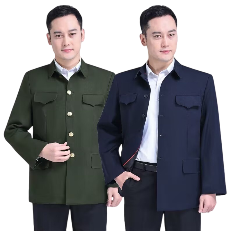 中山装爸爸春秋中老年男装爷爷外套便服暗兜经典翻领男士工装唐装